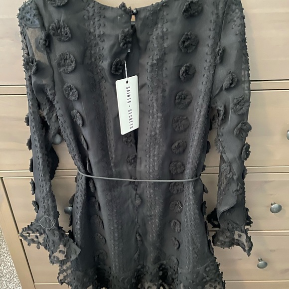 Black polka dot textured boutique dress - Picture 2 of 2